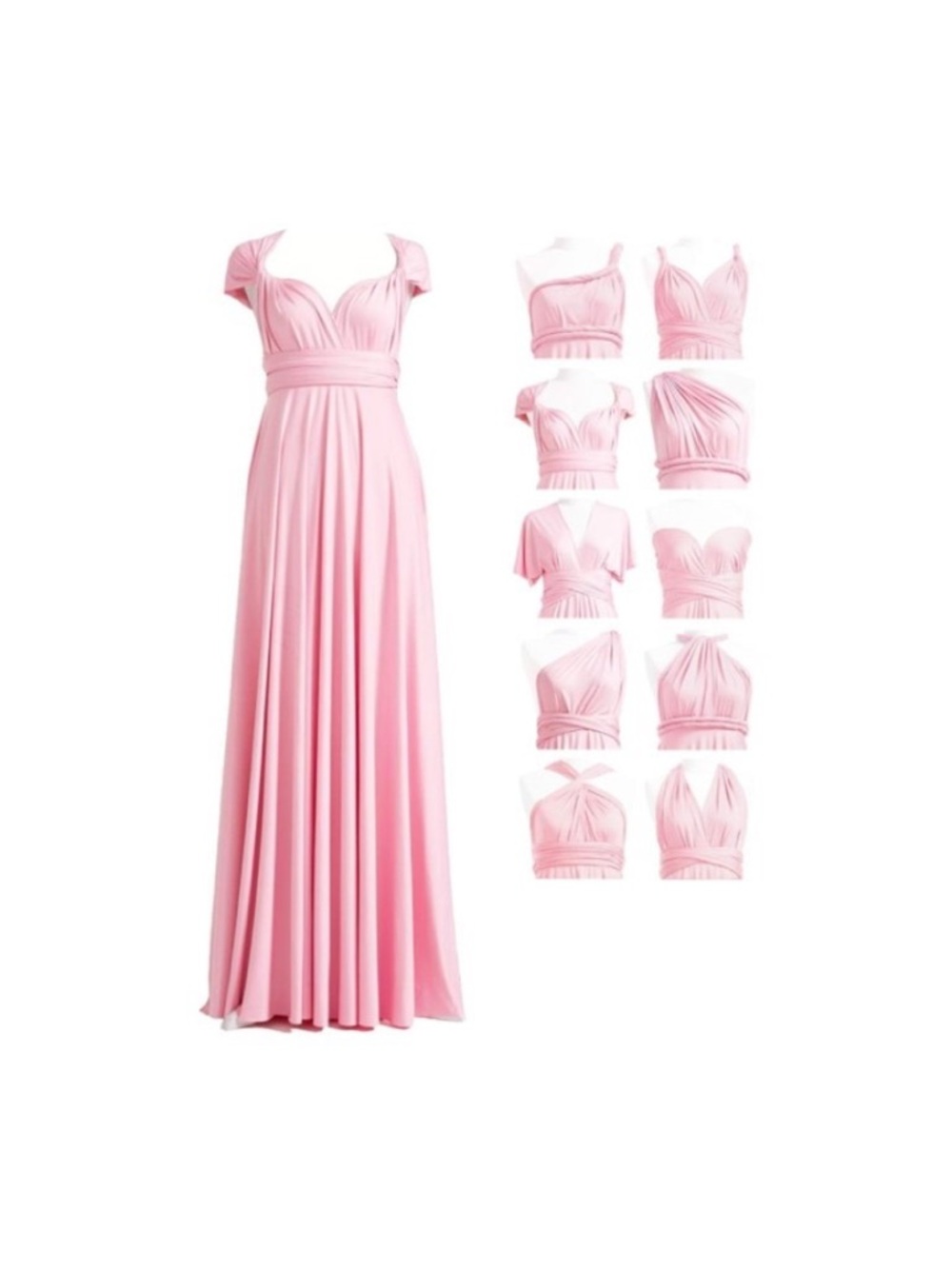 Convertible Multi-Way Pink Bridesmaid Gown-one size Women will for Small- large